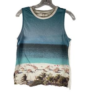Madewell J Crew Size XS Beach Scene Graphic Sleeveless Tank Top
